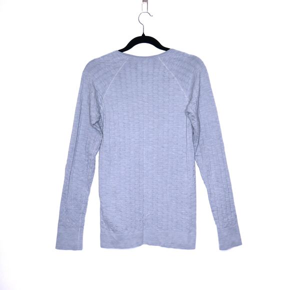 ATHLETA Epitomize Top Light Grey Heather Long Sleeves Textured Active Women's L - Picture 3 of 12